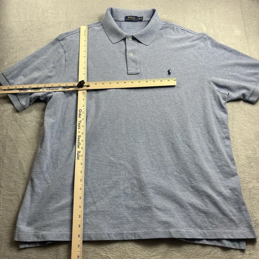 Polo Ralph Lauren Shirt Mens‎ 2XB Big Blue Golf Solid Short Sleeve Blue Pony
